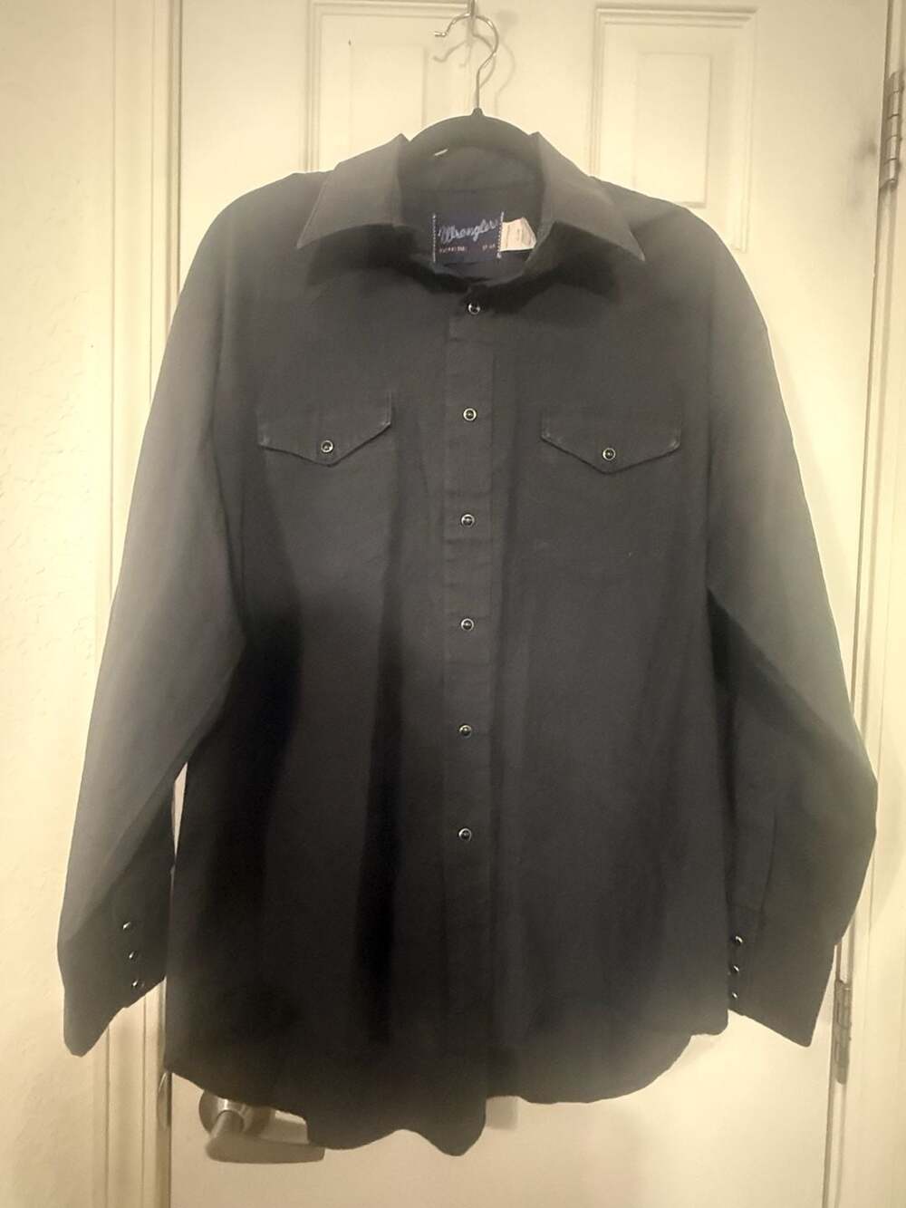Wrangler Western X-Long Tails Snap Button-Up Shirt Black